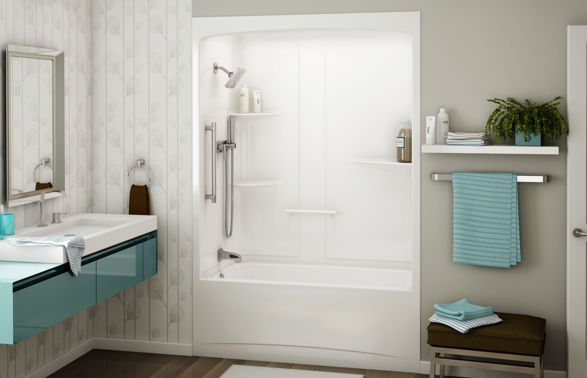Baignoire douche encastrable / rectangulaire / en acrylique ...