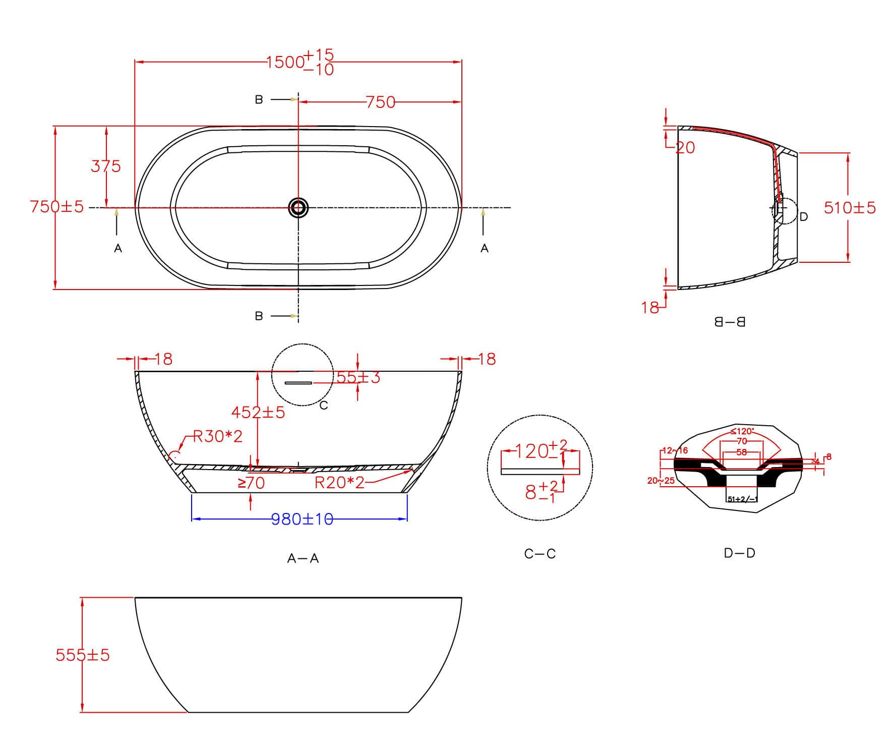 baignoire poser ovale en solid surface royale ottofond Salle De Bain Ottofond ~ baignoire poser ovale en solid surface royale ottofond