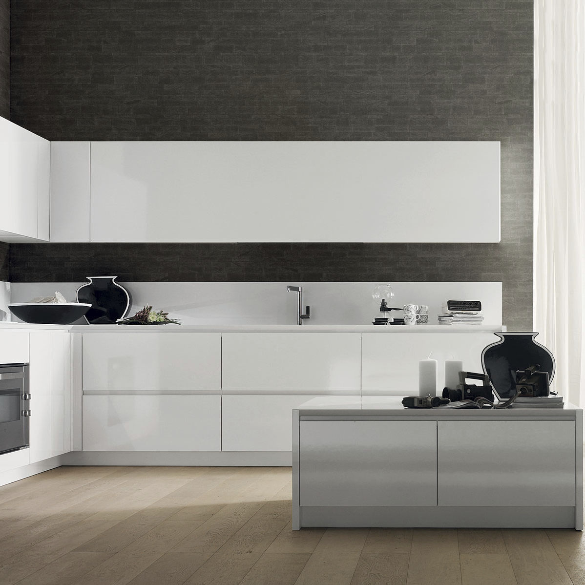 Cuisine contemporaine / en stratifié / laquée / brillante - CRETA ... Cuisine contemporaine / en stratifié / laquée / brillante - CRETA ...