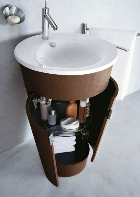 Meuble vasque à poser / en bois / contemporain / avec étagère ... Meuble pour vasque à poser