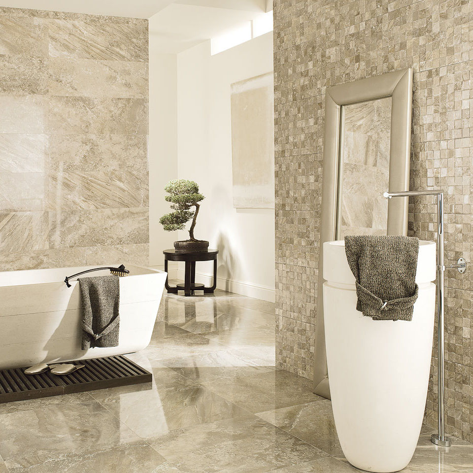 Carrelage de salle de bain / de sol / en céramique / métallisé ...