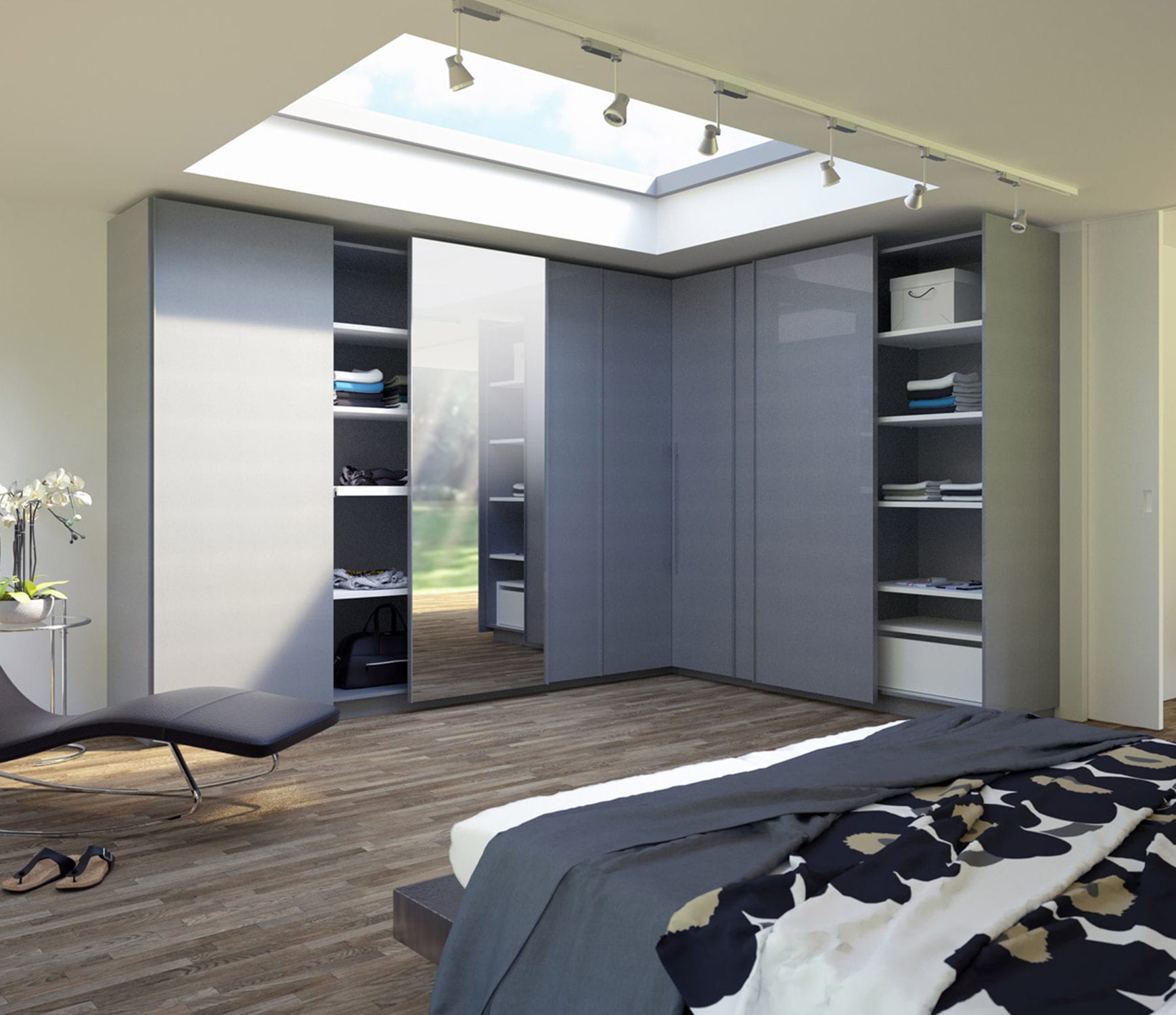 Armoire de chambre d'angle / contemporaine / en bois / avec porte ...