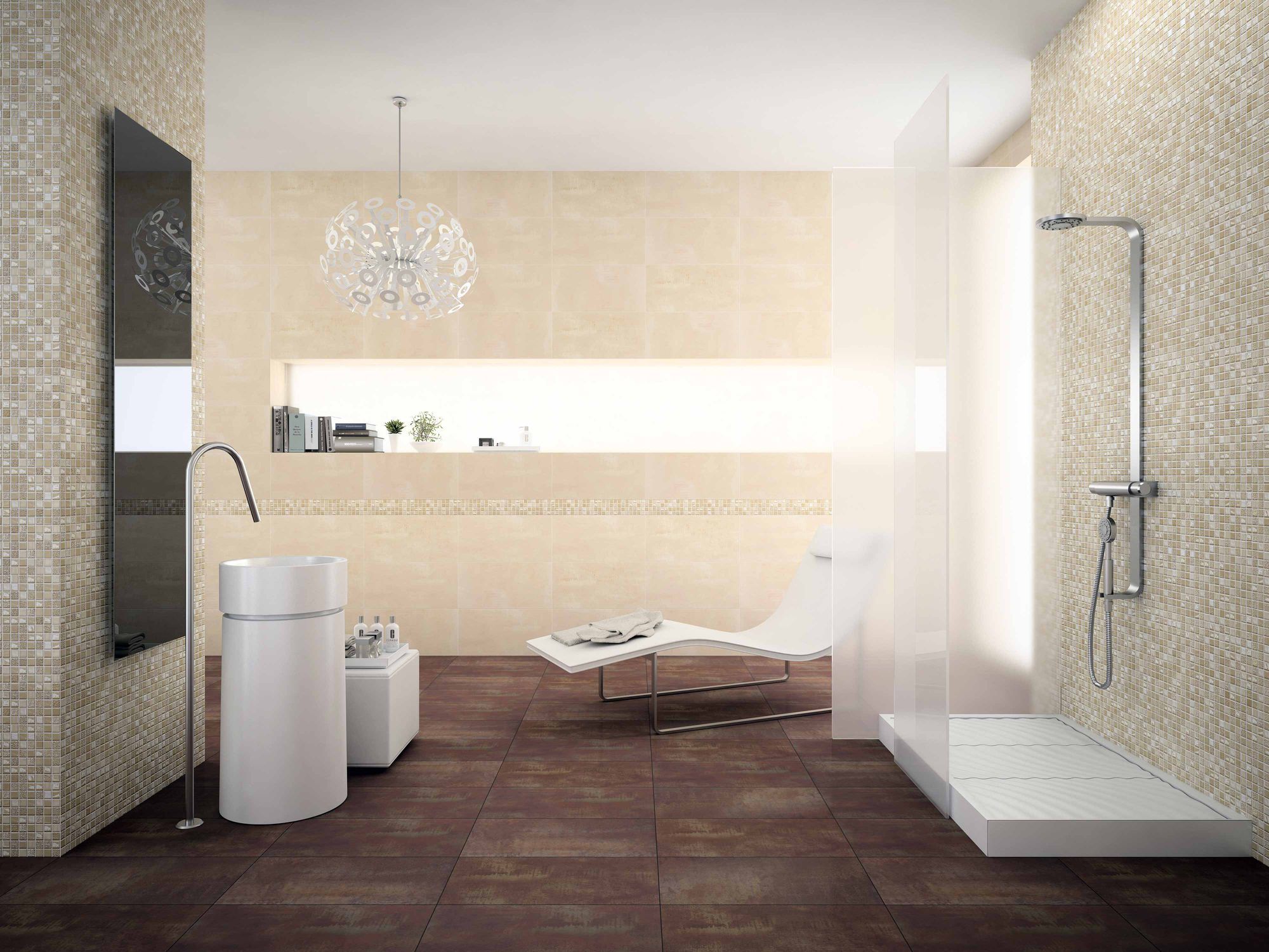 Mosaïque de salle de bain / murale / en verre / blanche design ...