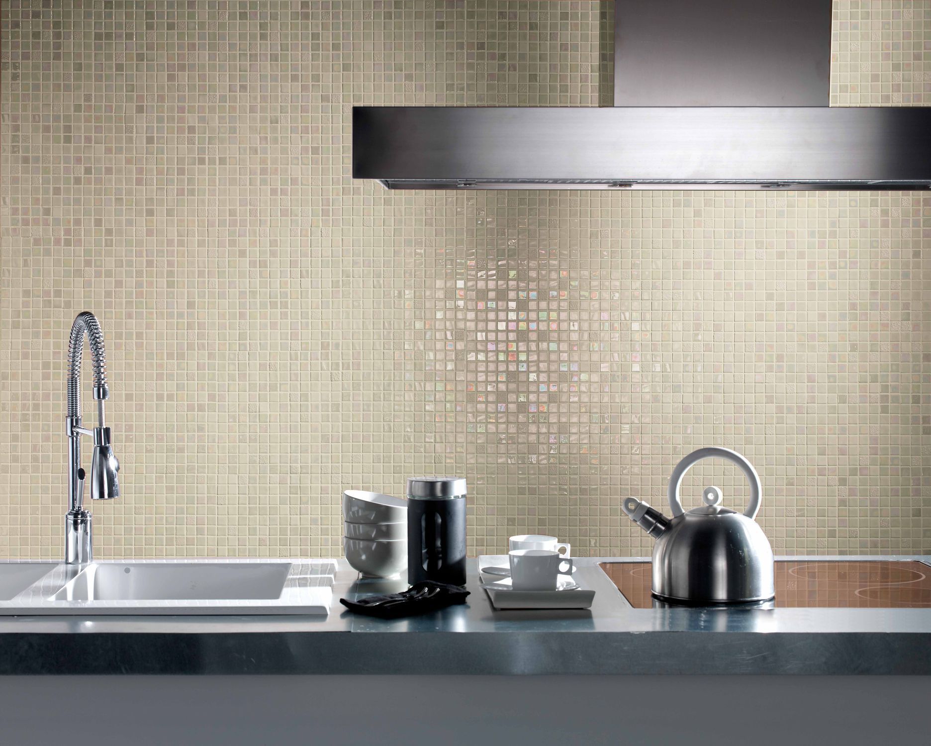 Mosaïque de salle de bain / murale / en verre / blanche design ...
