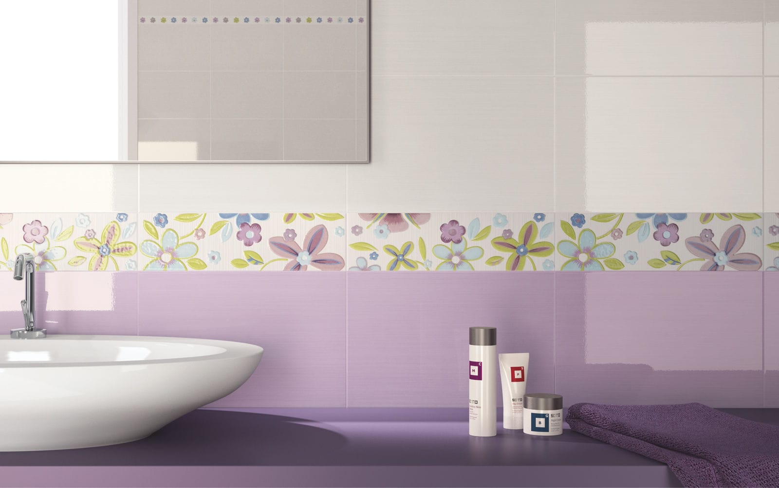 Carrelage de salle de bain / mural / en céramique / brillant ...