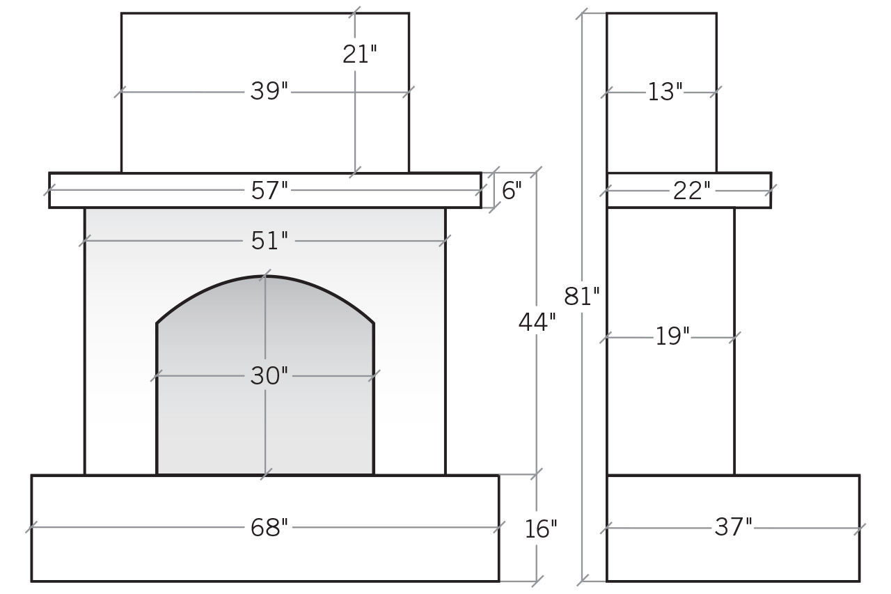 Plan de cheminée en brique