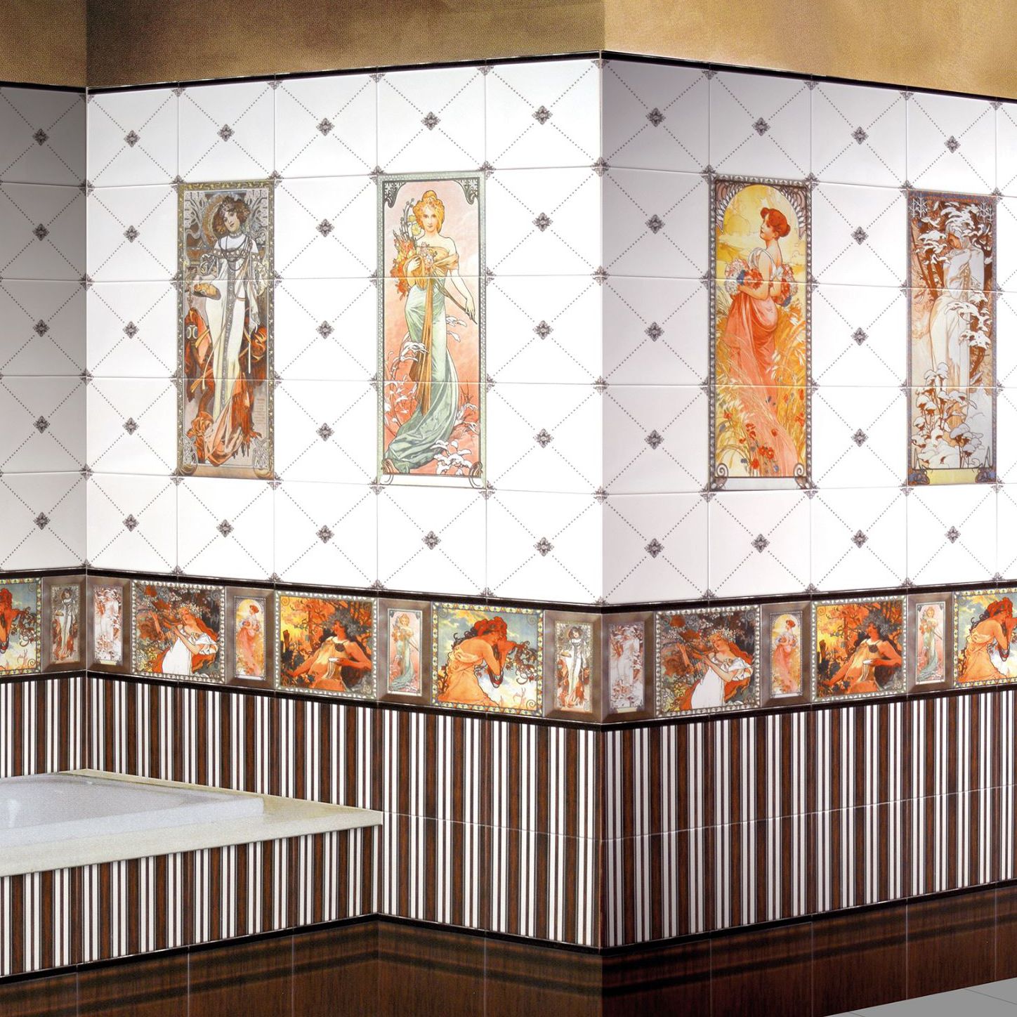 Carrelage de salle de bain / mural / en céramique / brillant ...