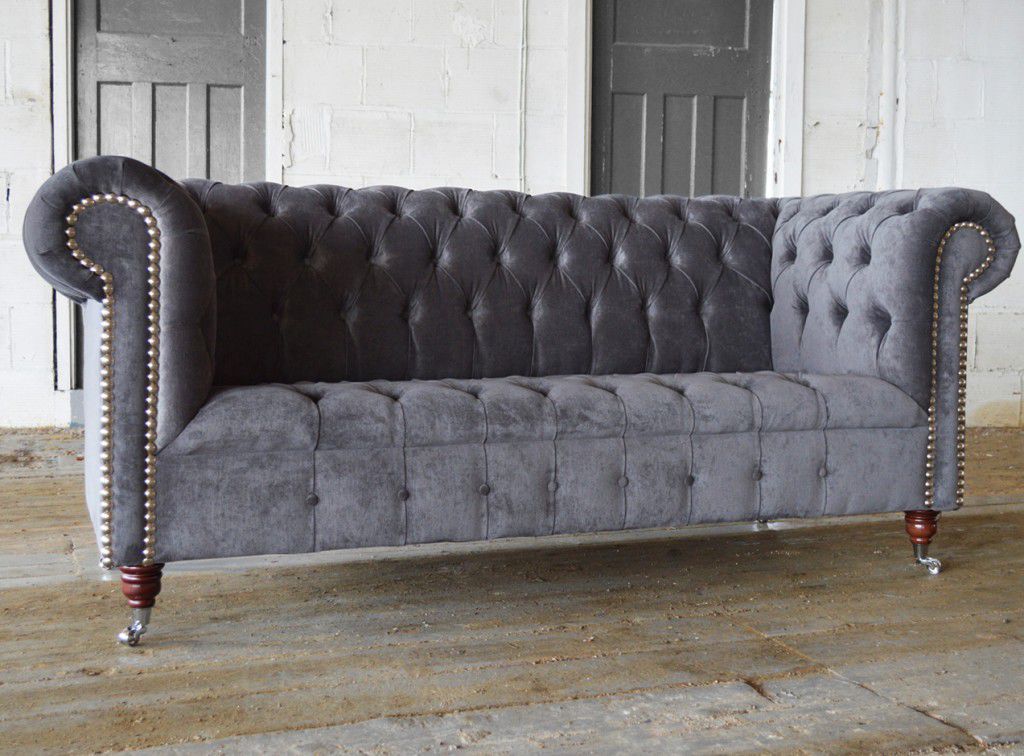 Canapé chesterfield EDWARDIAN Abode Sofas gris en velours 2