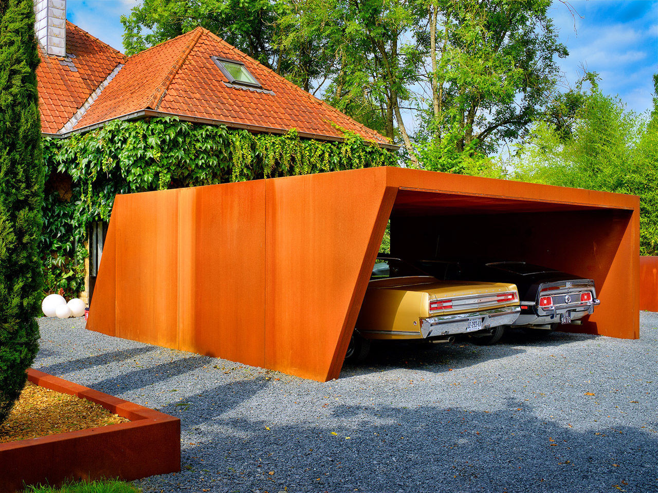 Abri de voiture en acier corten - CARPORT - LMT Produkte Abri de voiture en acier corten - CARPORT - LMT Produkte