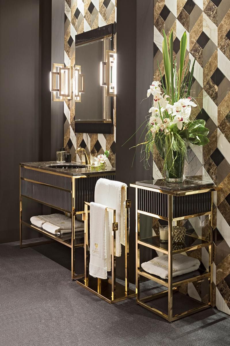 Meuble vasque à poser / en bois / art déco / avec miroir academy ...