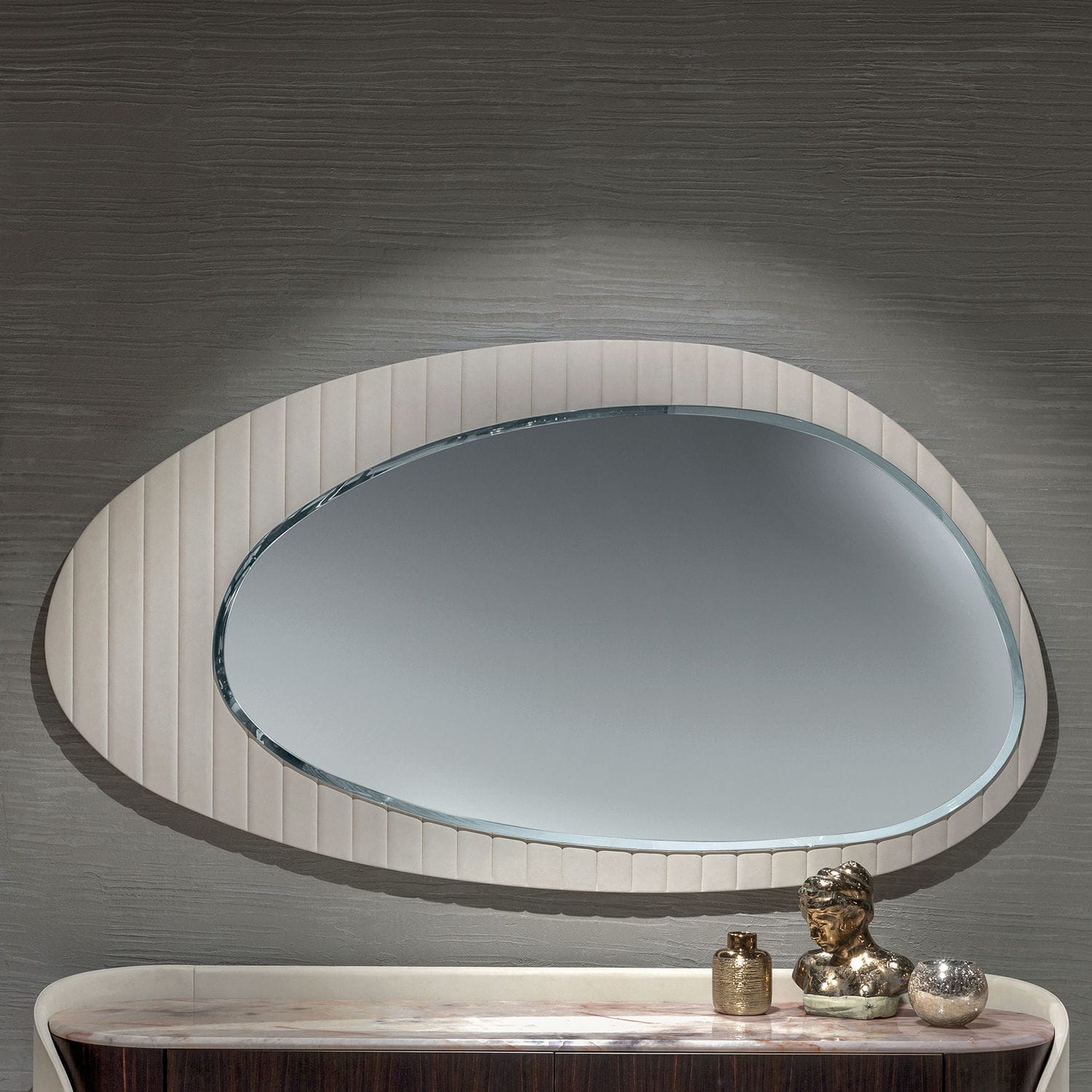 Miroir Mural Aurora Longhi S P A Contemporain En Cuir Beige