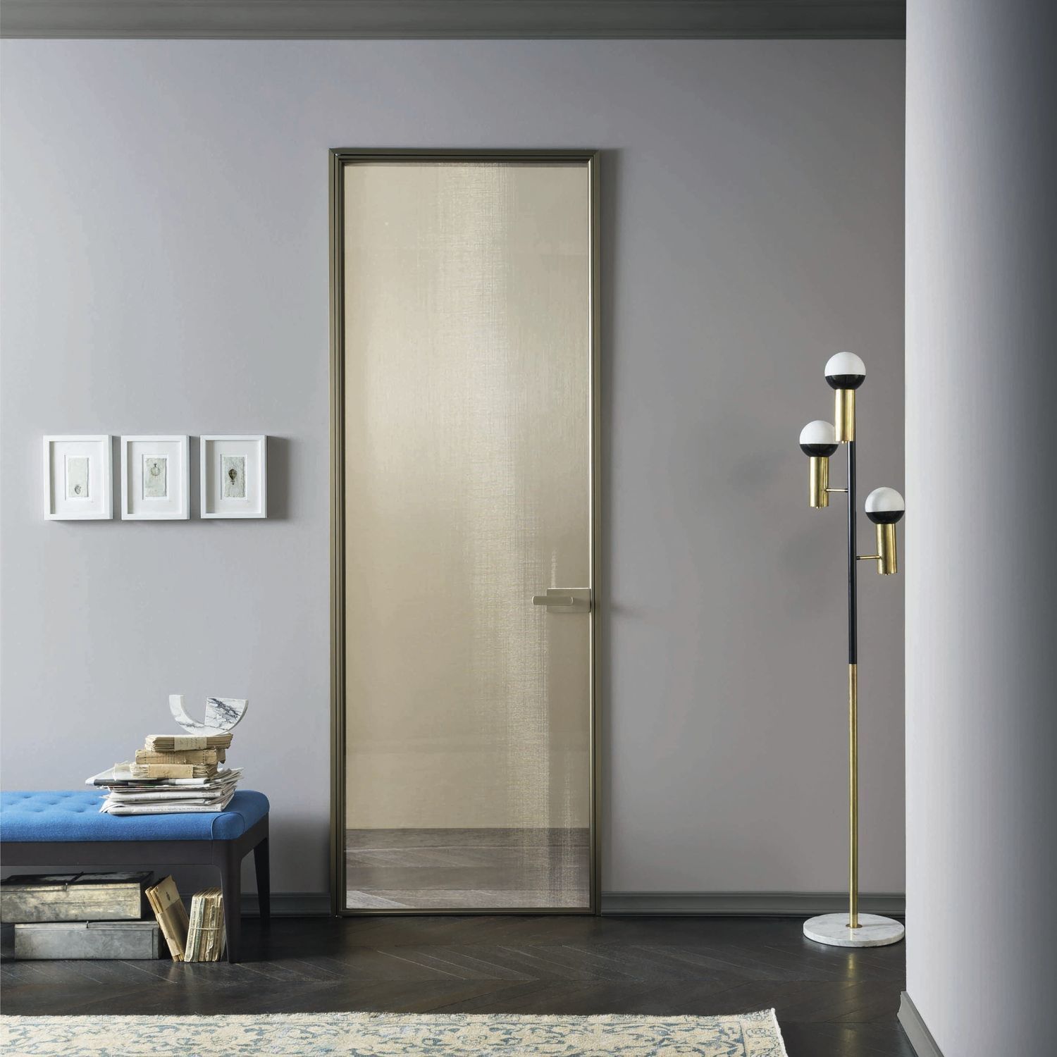 Porte d intérieur L7 Lualdi en verre en aluminium battante