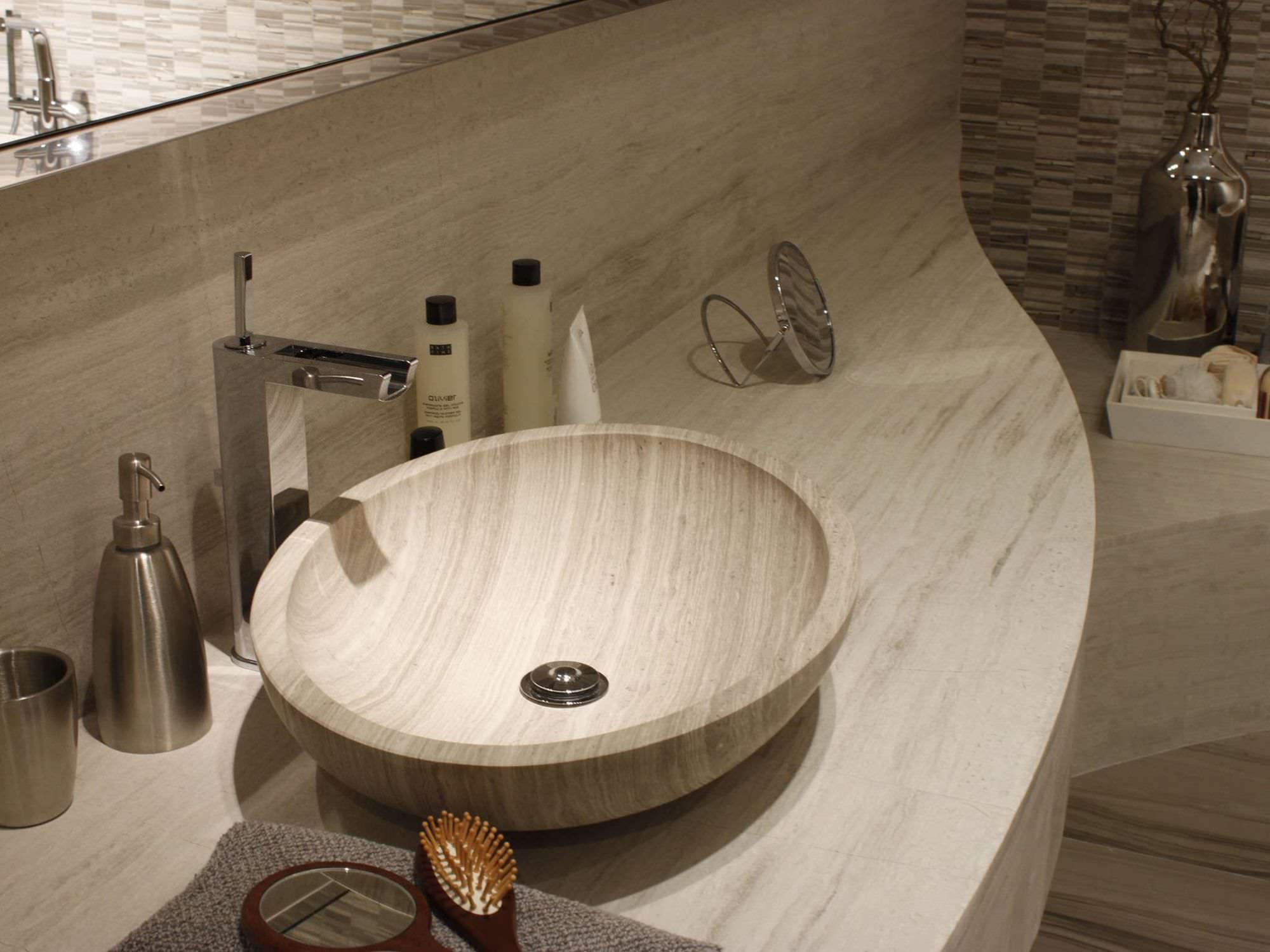Carrelage mural / en travertin / poli / uni silver wood classico ...