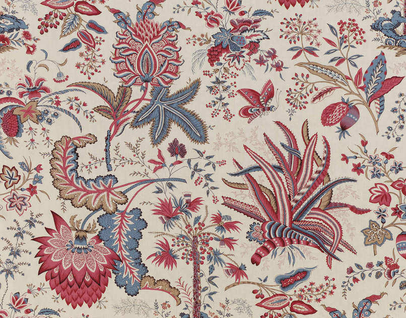 Tissu dameublement / à fleurs / en coton , MARQUIS DE SEIGNELAY TOILE DE JOUY