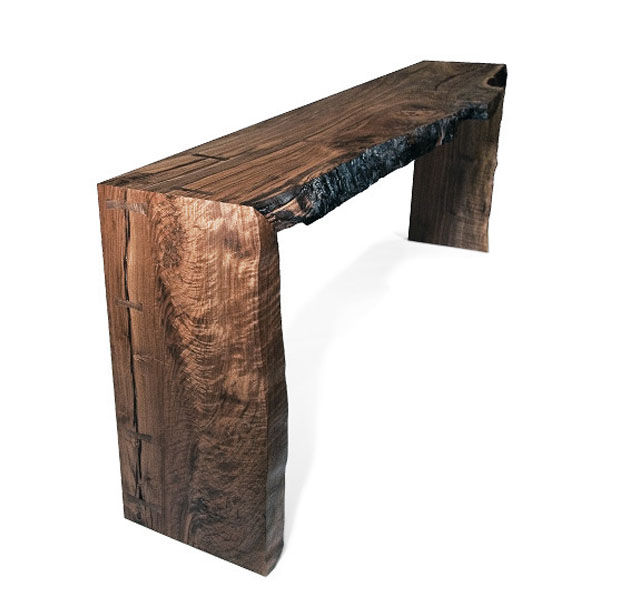 Bureau Table ou Console Bois et acier Pied trapèze Les Esthètes