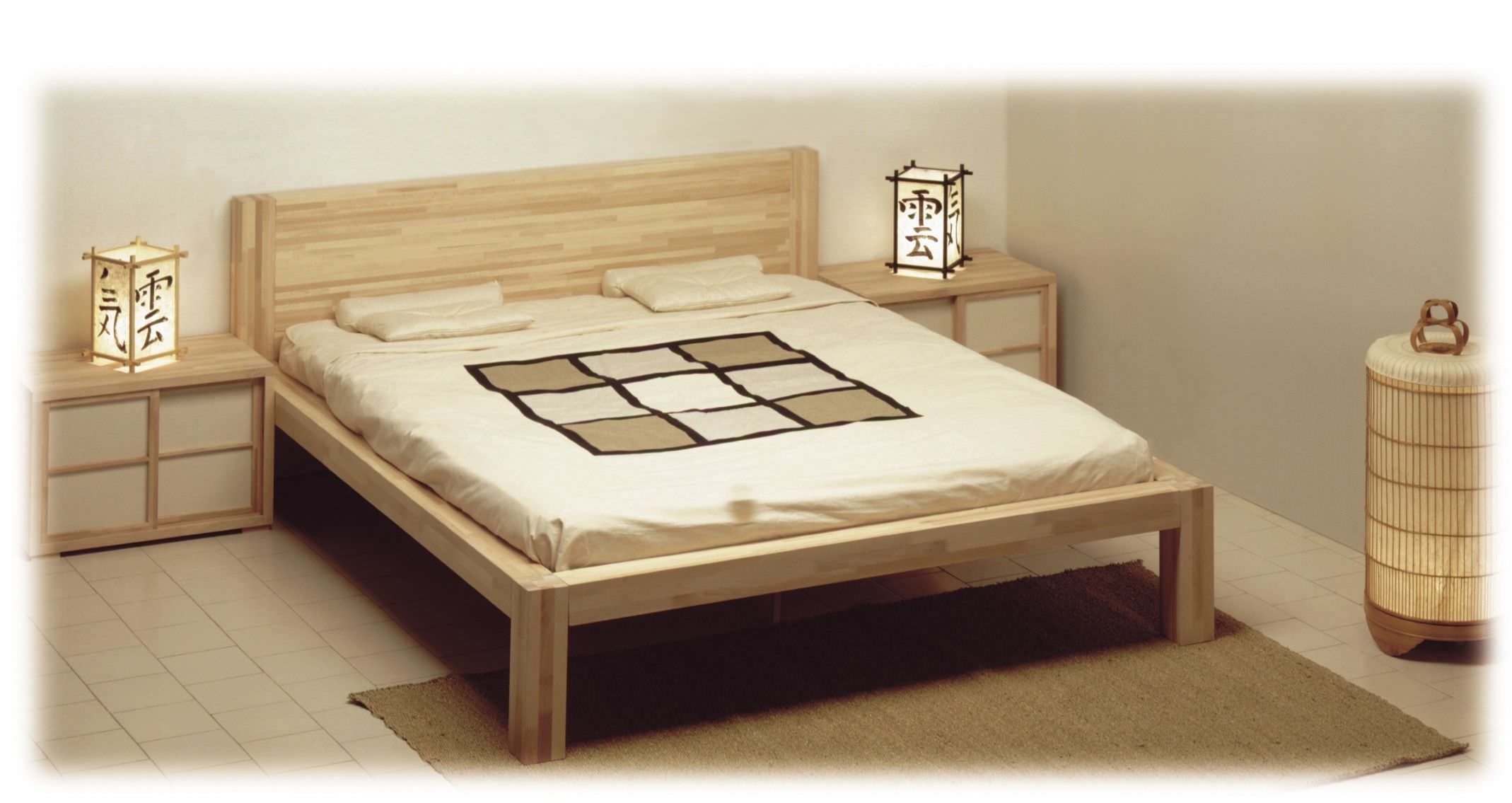 Lit double / contemporain / en bois zen cinius