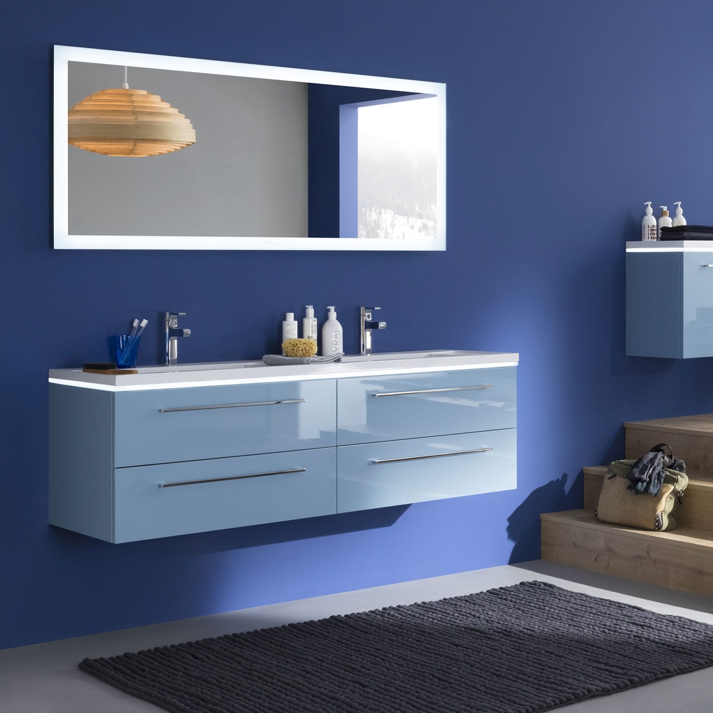Meuble vasque double / suspendu / en bois / contemporain halo ...