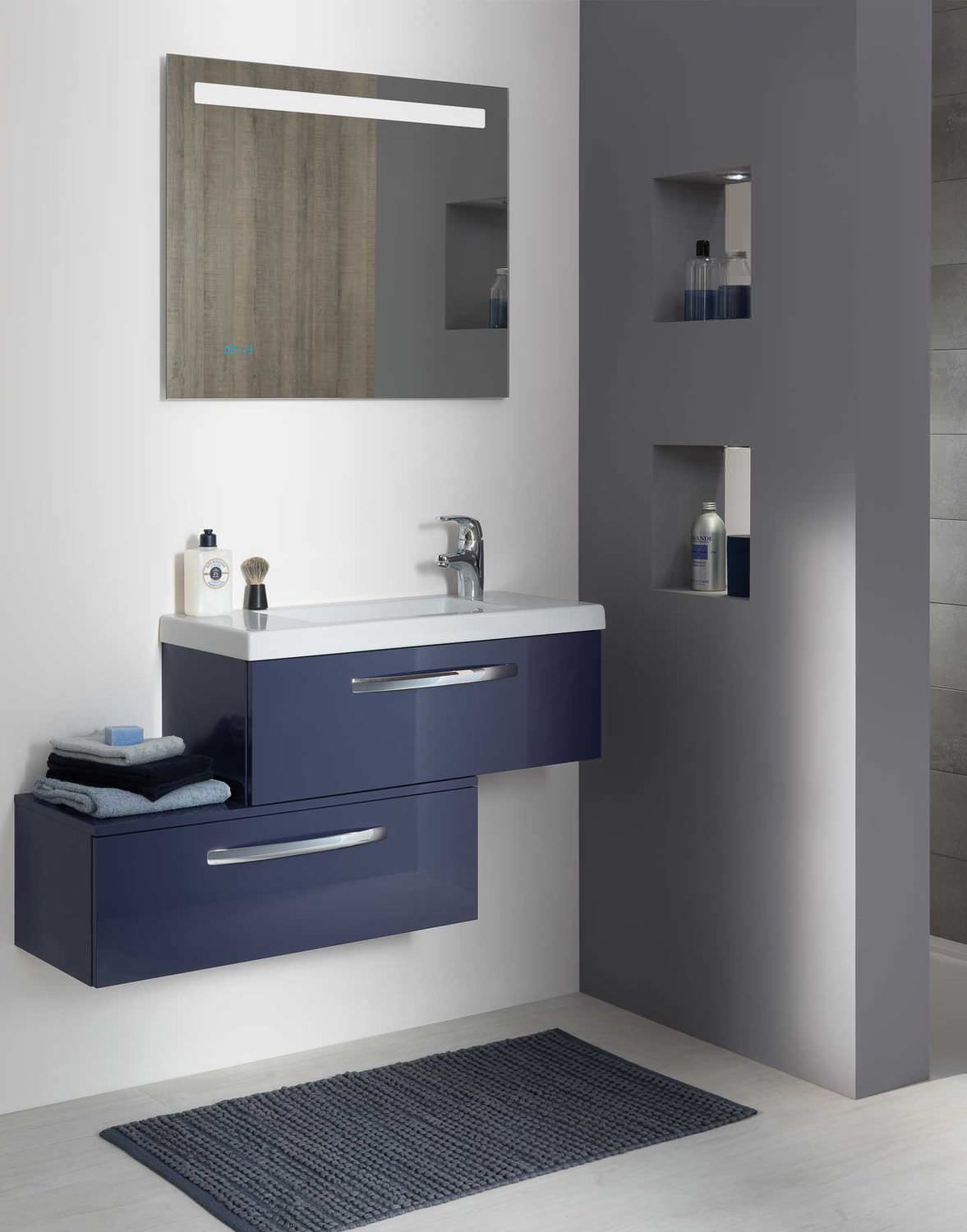 Meuble salle de bain blanc et gris: meuble sous lavabo ...