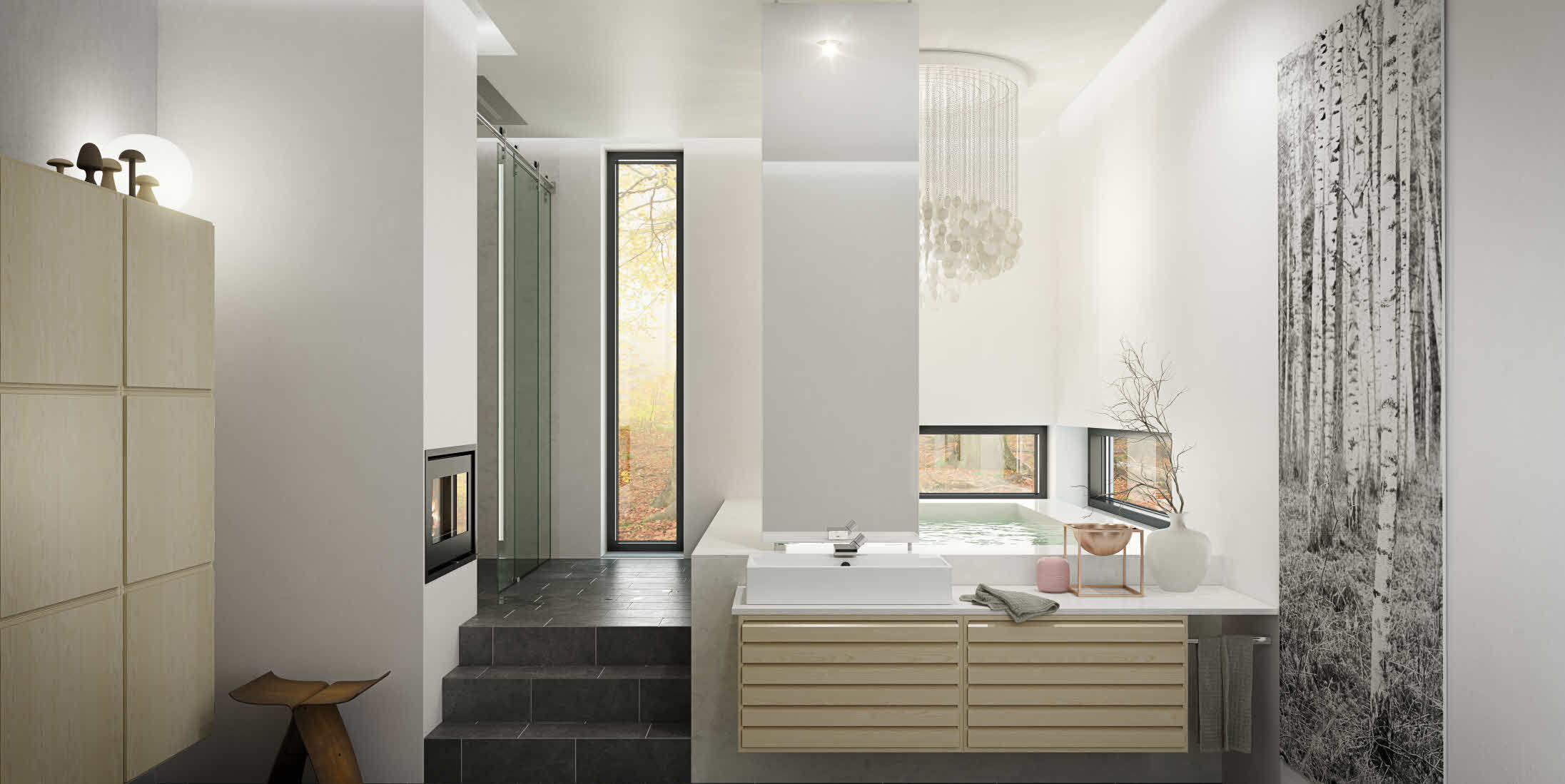 Salle de bain contemporaine / en bois uno form