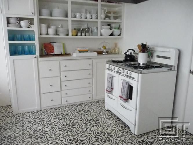 Carrelage de cuisine / de sol / en ciment / motif victorien ... Faience cuisine carreaux ciment