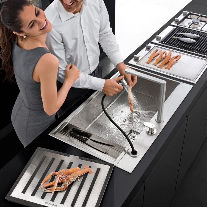 Mitigeur à poser 1RUBMBFRK F lli Barazza Srl en inox de cuisine