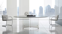 Table contemporaine / en verre / ronde