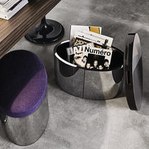 Pouf contemporain / en cuir / en acier /...