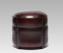 Pouf classique / en cuir / rond