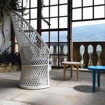 Fauteuil contemporain / en rotin / blanc...