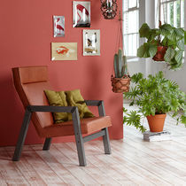 Fauteuil contemporain / en cuir / en acier
