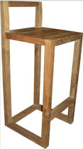 chaise de bar contemporaine en teck recycl&eacute; LINEAR : 40x40x95 Indo Trading Premium