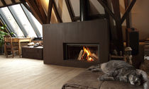 chemin&eacute;e contemporaine (foyer ferm&eacute; &agrave; bois, porte escamotable) 21 St&ucirc;v