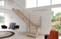 escalier quart tournant &agrave; limon lat&eacute;ral (structure et marches en bois) STYLE  novalinea spa