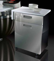 meuble &agrave; roulettes de cuisine en Pietraluce&reg; et acier inox  sheer