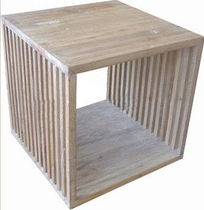 table d'appoint contemporaine en teck recycl&eacute; SLAT : 40x40x40 Indo Trading Premium