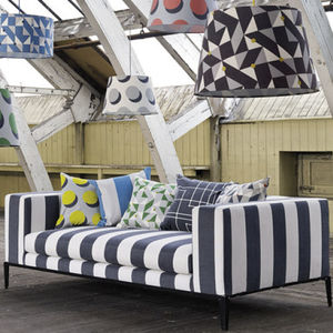 tissu d'ameublement / pour rideaux / à rayures / en coton