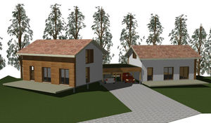 maison préfabriquée / contemporaine / en bois / à 2 étages