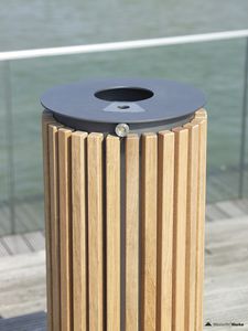 poubelle publique / en acier / en bois / avec cendrier intégré