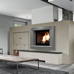 cheminée à bois / contemporaine / à foyer fermé / à encastrer