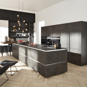 cuisine contemporaine / en stratifié / avec îlot / sans poignée