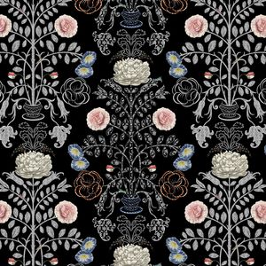 tissu d'ameublement / pour rideaux / à fleurs / en polyester