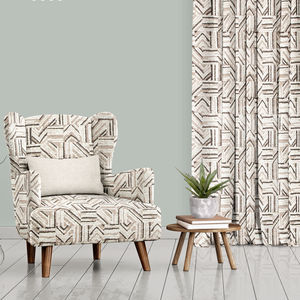 tissu d'ameublement / pour rideaux / motif géométrique / en polyester