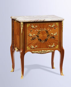 table de chevet de style / en bois de rose / en marbre / carrée