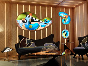 panneau décoratif en verre / mural / lisse / translucide