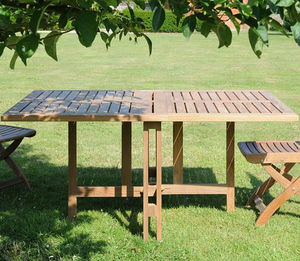 table contemporaine / en teck / rectangulaire / de jardin