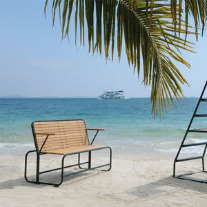 banc de tennis / contemporain / en teck / en aluminium