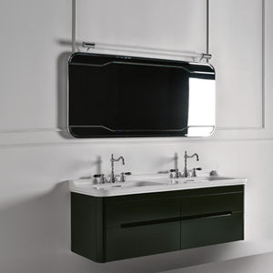 meuble vasque double / suspendu / en bois / contemporain
