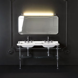 meuble vasque double / à poser / en métal / contemporain