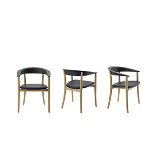 chaise contemporaine / en bois / en cuir