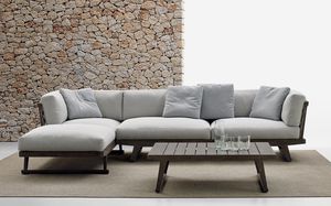 canapé modulable / contemporain / de jardin / en teck